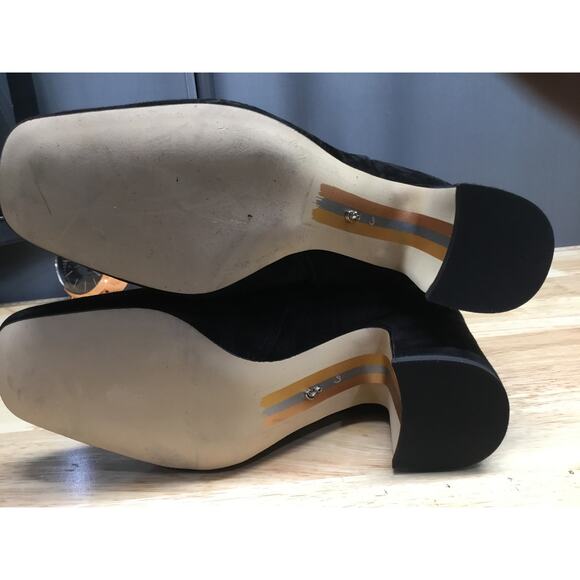 Sam Edelman Faren Women US 6 Black Leather Square Toe Knee High Block Heel Boots - Picture 5 of 10